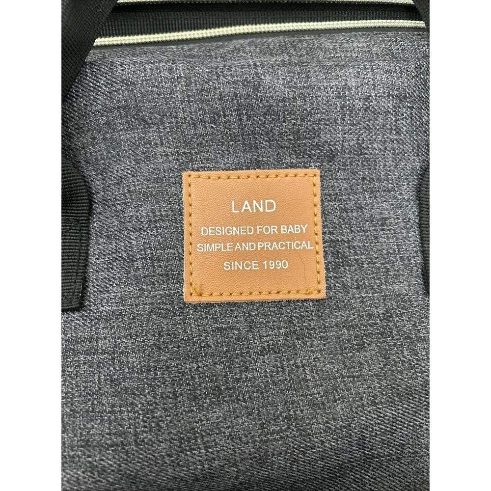 LAND Backpack Diaper Bag Backpack Gray Multi Compartments Zip Canvas‎ SKU 1718